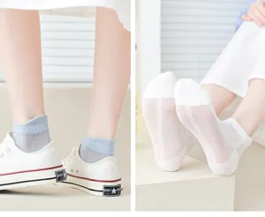 Womens breathable mesh short socks for spring and summer, lightweight everyday wear detail.