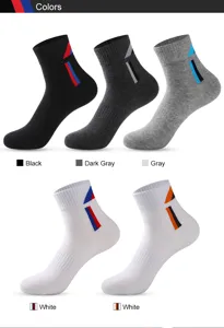 Men's athletic mid-calf cotton socks, breathable sports running basketball socks, 5 colors.