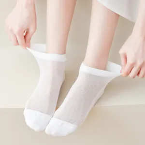 Women white mesh short socks breathable summer thin low cut invisible ankle socks daily wear