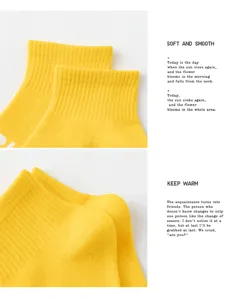 Bequeme gelbe Baumwoll-Kurzsocken für Herren, atmungsaktive Knöchelsocken mit Bündchendesign.