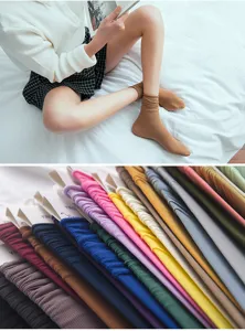 Colorful velvet slouch socks for women, breathable thin long stockings, daily casual hosiery.