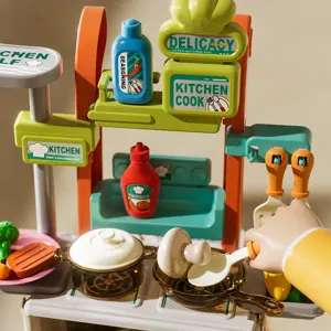 Kids kitchen play set simulation cooking toy with rich accessories and utensils for toddlers.