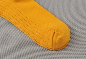 Men's cotton casual ribbed socks toe detail close-up view showing breathable knit texture.