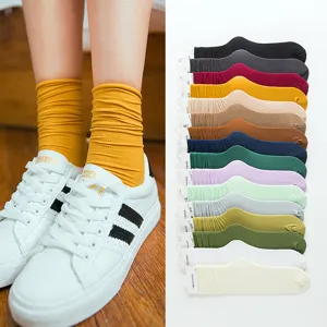Women's Velvet Slouch Socks Long Tube Solid Color Casual Thin Breathable Fashion Hosiery
