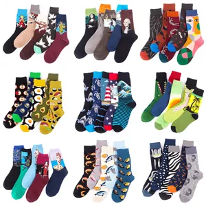 Unisex Cotton Blend Crew Socks Retro Oil Painting Art Abstract Printed Casual Streetwear Fashion Comfortable Socks