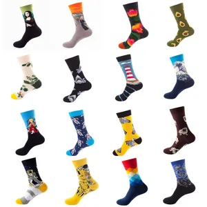 Artistic printed mid-tube cotton socks featuring famous art and fun patterns for daily wear.