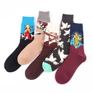 Creative classic art oil painting socks stylish retro cotton mid-tube socks for men and women