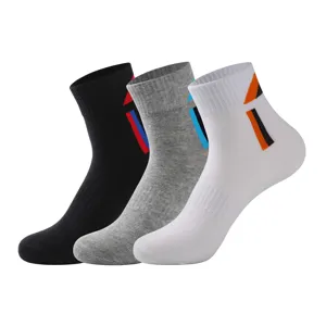 Men's athletic crew socks breathable sports cotton socks running basketball socks 3 pairs pack