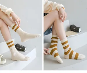 Cute Japanese style mid-calf socks for women, breathable cotton summer hallow out design.