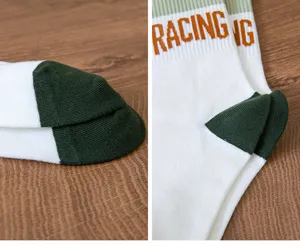 Men mid-tube sports socks cotton breathable casual running socks with racing style details