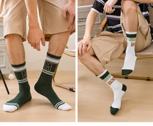 Men's mid-calf sports socks breathable cotton comfortable trendy street style running socks