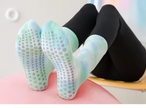 Tie dye yoga socks non slip pilates crew socks fitness sports grip socks detailed view