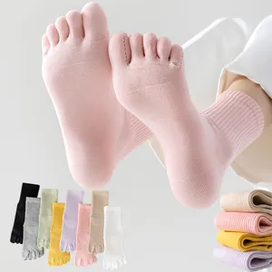 Calze a Dita per Donna Metà Polpaccio Cotone Pettinato Traspirante Antiscivolo Tinta Unita per Sport Quotidiano