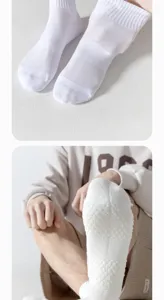 Hommes chaussettes de sport blanches respirantes semelle éponge entraînement basket