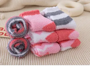Cozy coral fleece winter warm thick socks for women, soft home floor sleep socks with cute style.