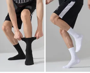 Herren Sportsocken, atmungsaktive Baumwoll Frotteesohle Crew Socken zum Laufen und Fitness.