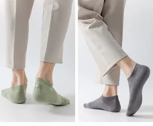 Sommer dünne Herren Mesh unsichtbare Socken Detailansicht, atmungsaktiver Silikonabsatz.