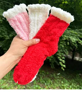 Fluffy fuzzy coral fleece socks warm winter thick home sleep floor socks for women cozy