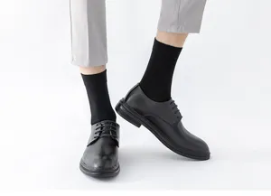 Herren schwarze halblange Baumwollsocken Business casual einfarbig atmungsaktive ware