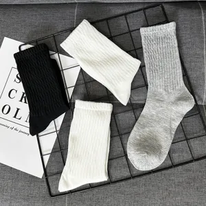 Classic ribbed crew socks in black white and grey comfortable cotton daily wear casual