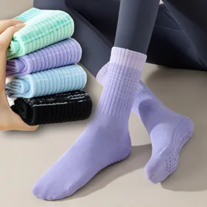 Calze da Yoga Sfumate da Donna Antiscivolo Pilates Cotone Tubo Lungo Sportive