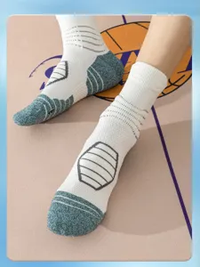 Professionelle Herren Basketball Socken mit Frotteesohle, sportliche Kompressionsstrümpfe.