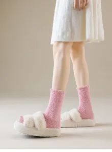 Chaussettes femme en polaire corail epaisses chaussettes douillettes confortables hiver