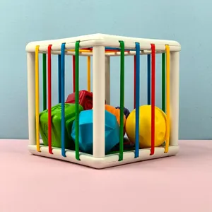 Baby shape sorter toy rainbow elastic cube early education sensory learning blocks cute.