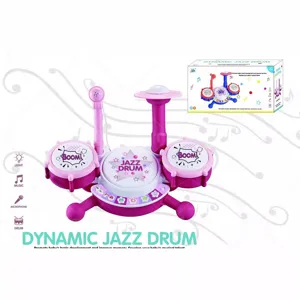 Kids jazz drum toy set with microphone and lights for toddlers early music education