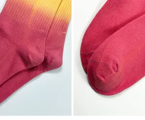 Gradient tie-dye women cotton mid-tube socks colorful spring summer casual sports socks