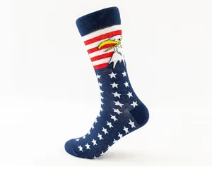 Herren lange Baumwollsocken Übergröße USA Flagge Adler Muster Freizeit Sport Socken