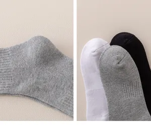 Gedetailleerd overzicht van dikke effen badstof sokken met textuur en fijne afwerking.