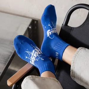 Men's blue graffiti sports socks breathable cotton low cut casual streetwear summer daily wear