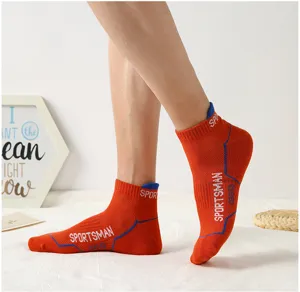 Men's sports short socks breathable athletic ankle socks summer orange color