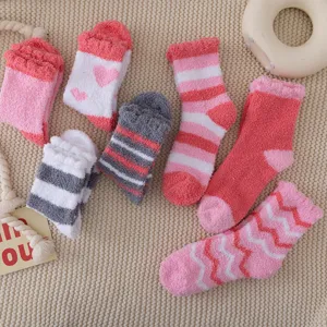Women's fluffy coral fleece winter warm mid-tube socks thick cozy fuzzy sleeping floor socks