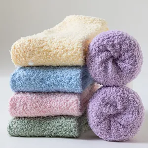 Thickened coral fleece winter socks, cozy fuzzy warm floor socks for men and women, multi-color.