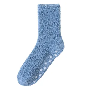 Cozy plush fleece thermal floor socks with anti-slip grips for indoor winter comfort home wear.