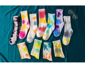Chaussettes mi-hautes colorées style tie-dye pour hommes et femmes, chaussettes style streetwear.