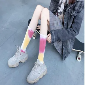 Chaussettes tubulaires tie-dye colorées pour hommes et femmes, chaussettes de sport streetwear.