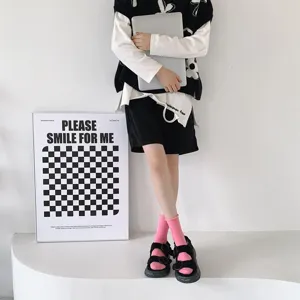 Chaussettes pour femmes couleur bonbon avec revers, chaussettes japonaises unies pour le printemps.