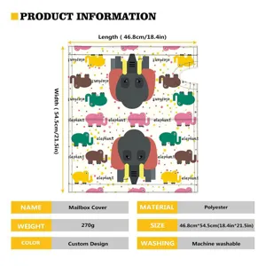 Spécifications de taille et paramètres de la housse de boîte aux lettres en polyester éléphant