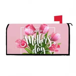 Dekorative Briefkastenabdeckung mit rosa Tulpen Blumen Motiv zum Muttertag für draußen