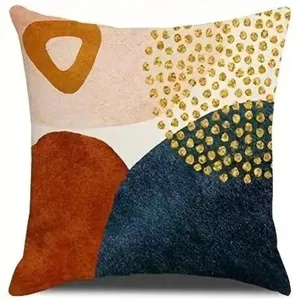 Housse de coussin abstraite style peinture a l'huile nordique design art geometrique detail