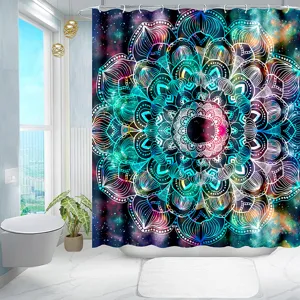 Galaxy Mandala Shower Curtain Bohemian Space Universe Fabric Bathroom Decor Piece