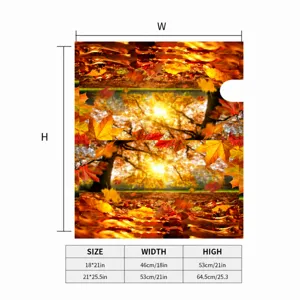 Autumn maple leaf mailbox cover size chart with width and height dimensions