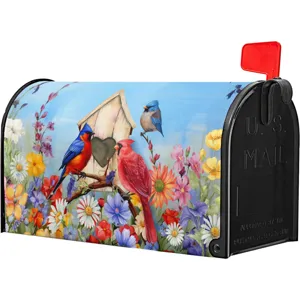 Housse de boîte aux lettres florale colorée aimantée oiseau décorative extérieur wrap