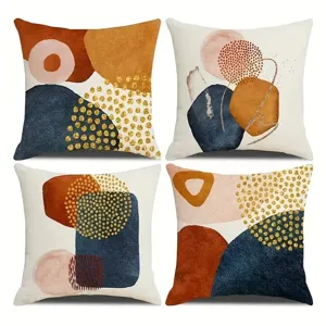 Housse de Coussin en Lin Peinture à l'Huile Abstraite Nordique Carrée Décorative pour Salon Chambre à Coucher Canapé