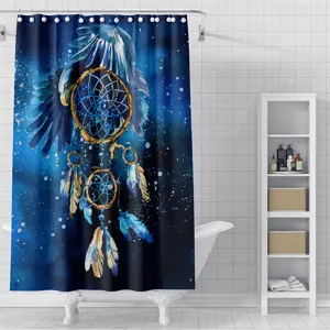 Waterdicht douchegordijn aquarel adelaar dromenvanger blauw badkamer decoratie set stijl
