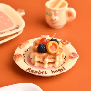 Colección de Vajilla de Resina Miniatura de Conejo de Dibujos Animados Accesorios Cocina Casa de Muñecas Platos Tazas Cucharas Manualidades DIY