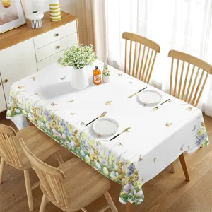 Tovaglia di Pasqua impermeabile rettangolare primavera fiori coniglietto copritavolo sala